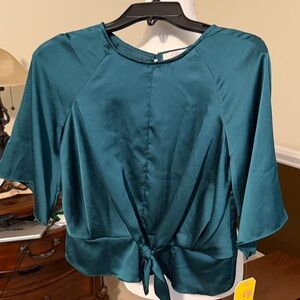 GB Girls Emerald Green Blouse with Tie Front